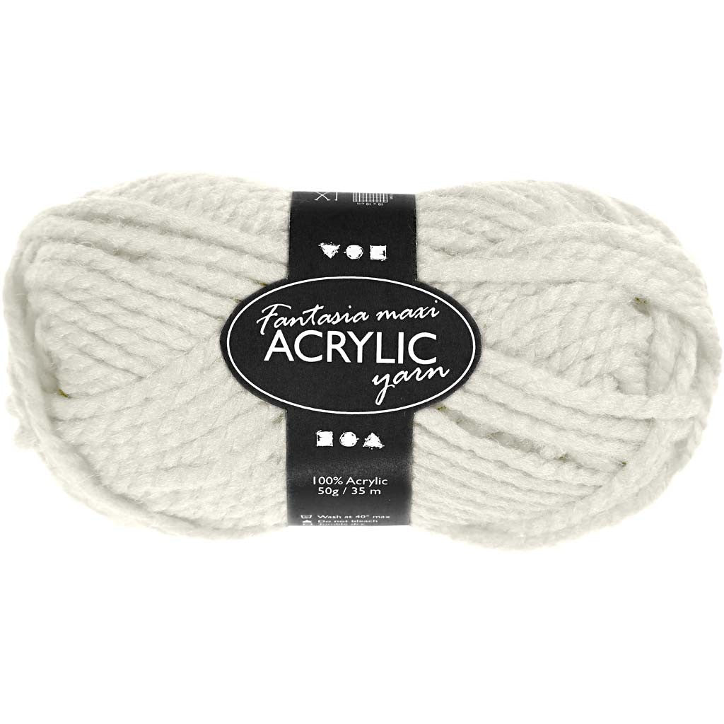 50g Fantasia Knitting 100% Acrylic Wool Chunky Yarn 35 m - Off White - Home - Crafts
