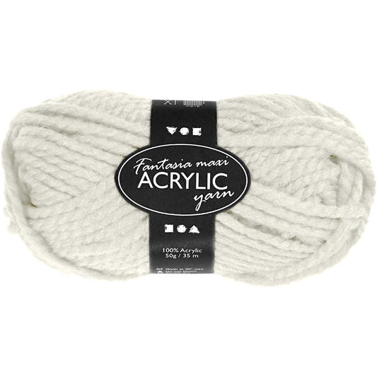 50g Fantasia Knitting 100% Acrylic Wool Chunky Yarn 35 m - Off White - Home - Crafts