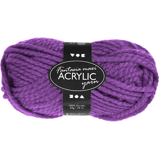 50g Fantasia Knitting 100% Acrylic Wool Chunky Yarn 35 m - Purple - Home - Crafts