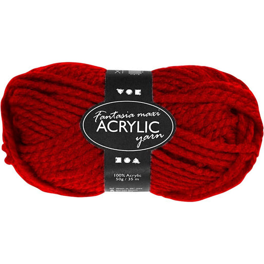 50g Fantasia Knitting 100% Acrylic Wool Chunky Yarn 35 m - Red - Home - Crafts