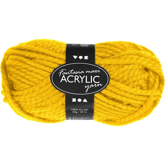 50g Fantasia Knitting 100% Acrylic Wool Chunky Yarn 35 m - Yellow - Home - Crafts