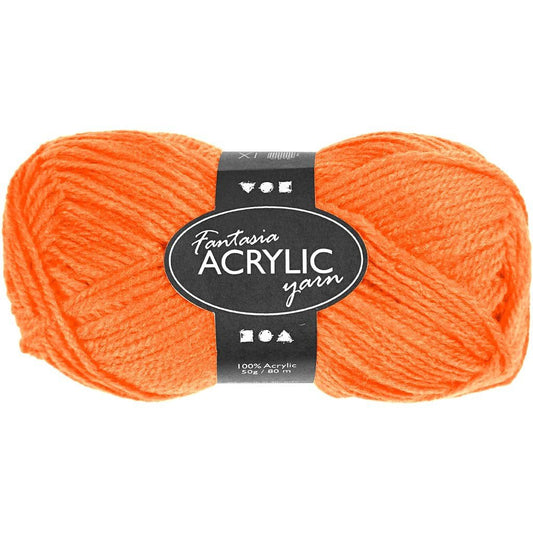 50g Fantasia Knitting 100% Acrylic Wool Double Knitting Yarn 80 m - Neon Orange - Home - Crafts