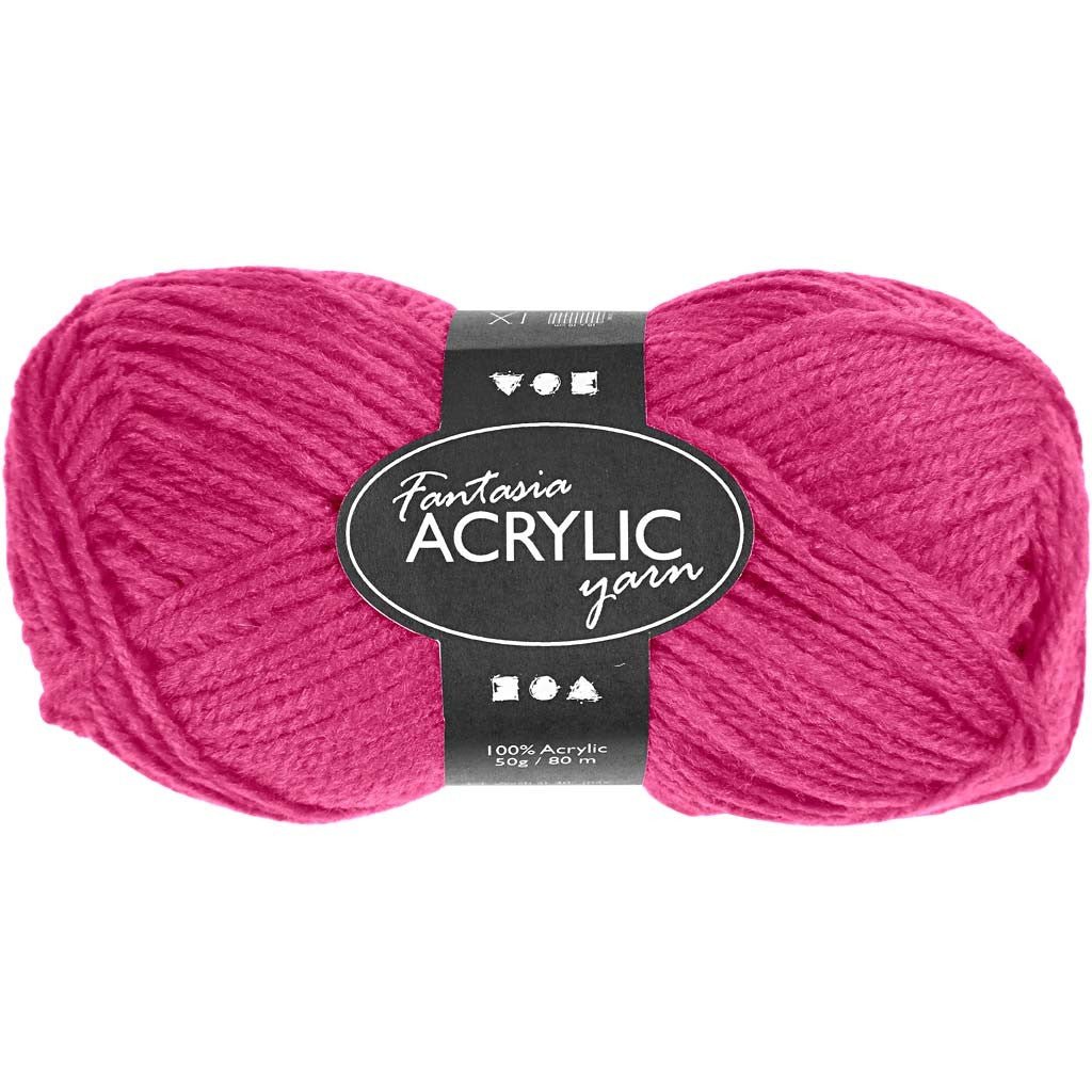 50g Fantasia Knitting 100% Acrylic Wool Double Knitting Yarn 80 m - Neon Pink - Home - Crafts
