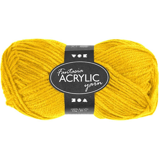 50g Fantasia Knitting 100% Acrylic Wool Double Knitting Yarn 80 m - Yellow - Home - Crafts