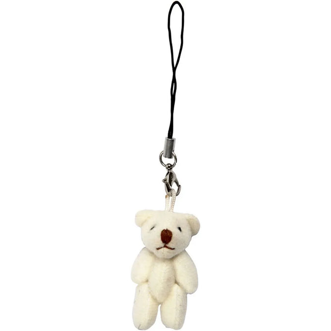6 x White Mini Fabric Teddy Bear With Mounting Eye 4cm x 2.5cm Decoration Crafts