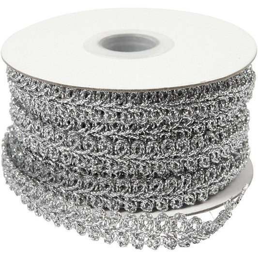 Silver Braided Metallic 10 mm Trim Ribbon Sewing Card Making Craft x 10m