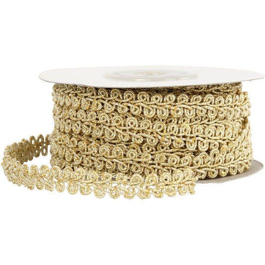 Gold Braided Metallic 10 mm Trim Ribbon Sewing Card Making Craft x 10m