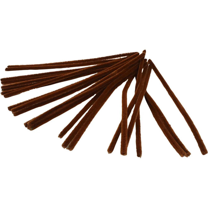 25 Nylon Pipe Cleaners Brown Colour Craft Accessories Decoration T:9 mm L:30 cm