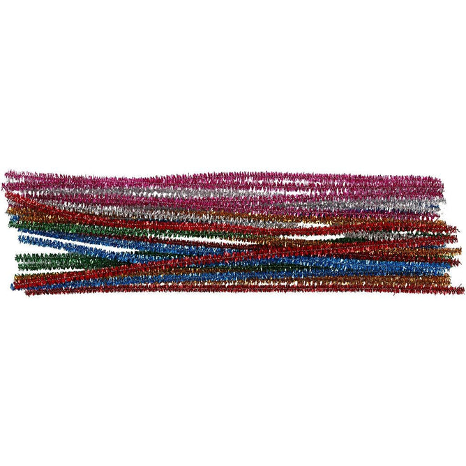 Pipe Cleaners 30cm 6mm Chenille Stems Nylon Bristles Glitter Bold Colours 24pc
