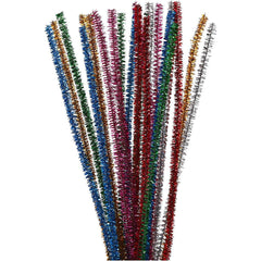 Pipe Cleaners 30cm 6mm Chenille Stems Nylon Bristles Glitter Bold Colours 24pc