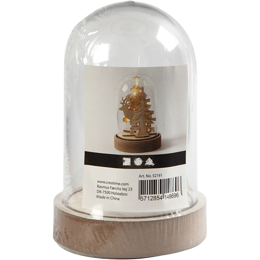 Plastic Globe Bell Jar Dome Display Wooden Base Stand Decorative Vintage DIY Craft