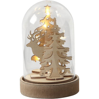 Plastic Globe Bell Jar Dome Display Wooden Base Stand Decorative Vintage DIY Craft