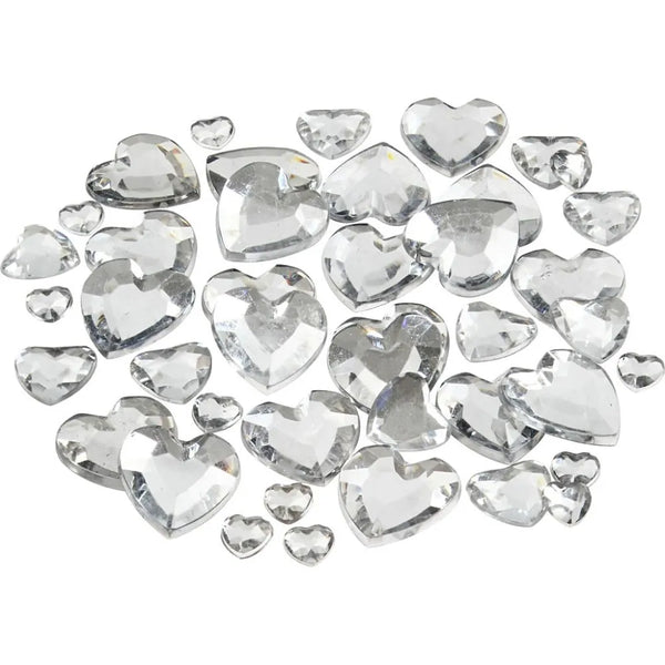 252 x Assorted Size Silver Colour Heart Rhinestones Flat Back Card Making Crafts