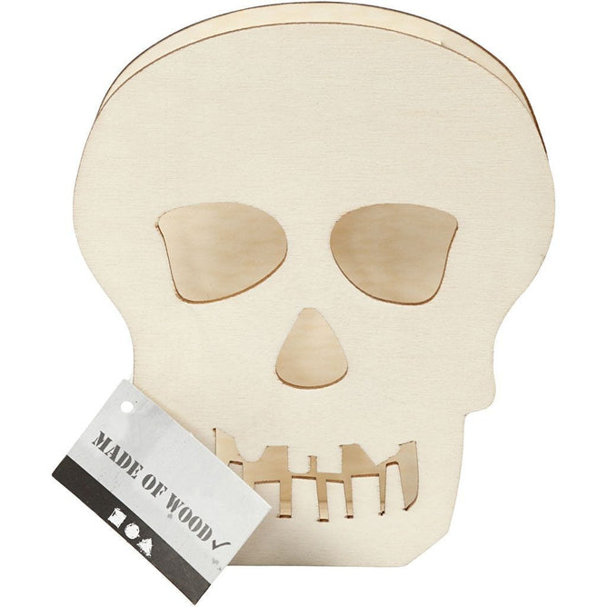 Paintable Skull Plywood 13.5x3x11.5cm | Festive Decor Halloween Events