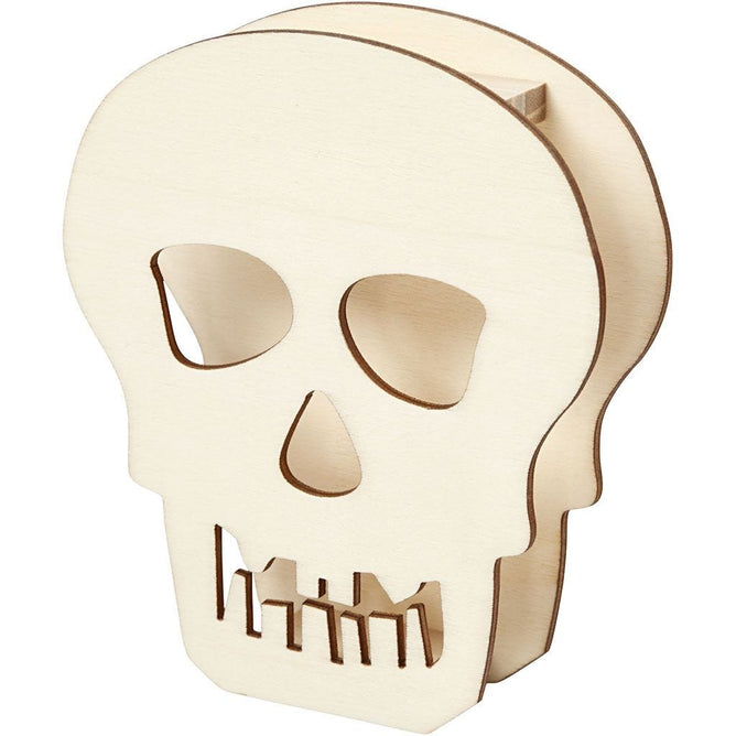 Paintable Skull Plywood 13.5x3x11.5cm | Festive Decor Halloween Events