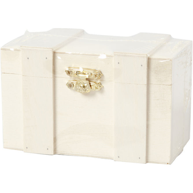 Light Wood Jewellery Storage Box Treasure Chest With Metal Lock Decoration Crafts