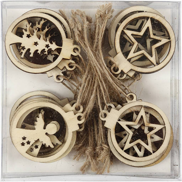 Hanging Christmas Ornament Wooden Jute String 3cmx2.7mm 24-Pack