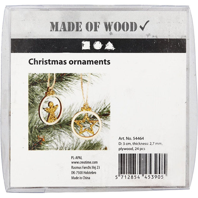 Hanging Christmas Ornament Wooden Jute String 3cmx2.7mm 24-Pack