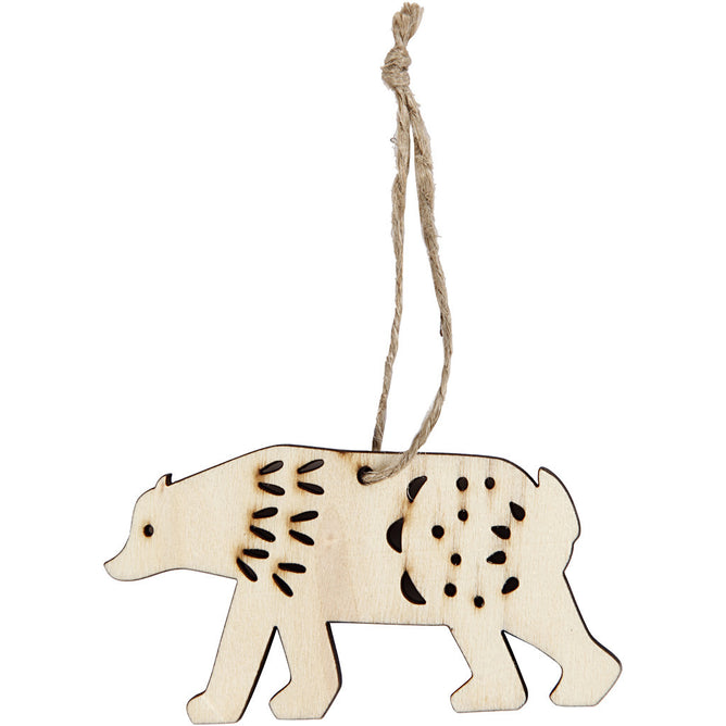 4 x Plywood Ornaments With String Hanging Decoration Crafts 7.5x4.5x0.5 cm - Polar Bear