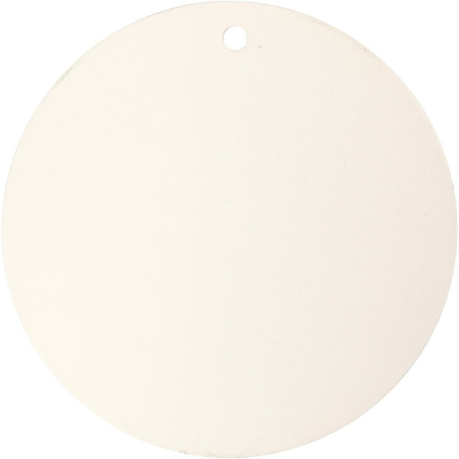White Colour Terracotta Round Plate With Large Hole For Hanging Decorations 20 cm - Hobby & Crafts