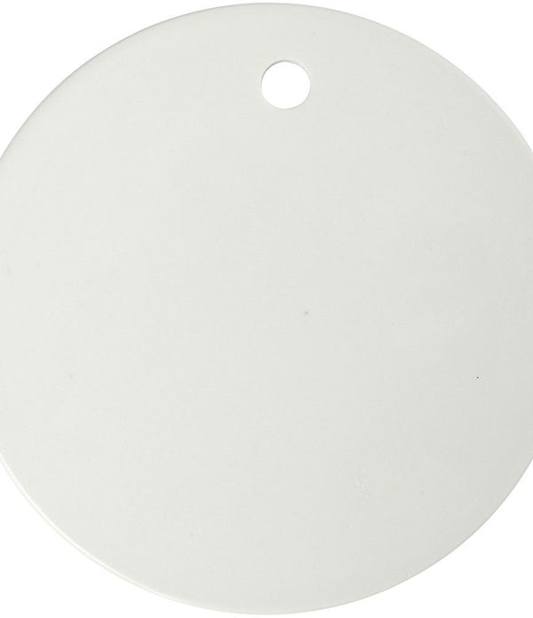 White Colour Ceramic Round Plate With Large Hole For Hanging Decorations D: 15cm - Hobby & Crafts