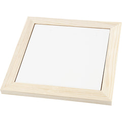 Pine Wood Frame With Porcelain Trivet Serving Decoration Crafts 18.5x18.5x1.16 cm