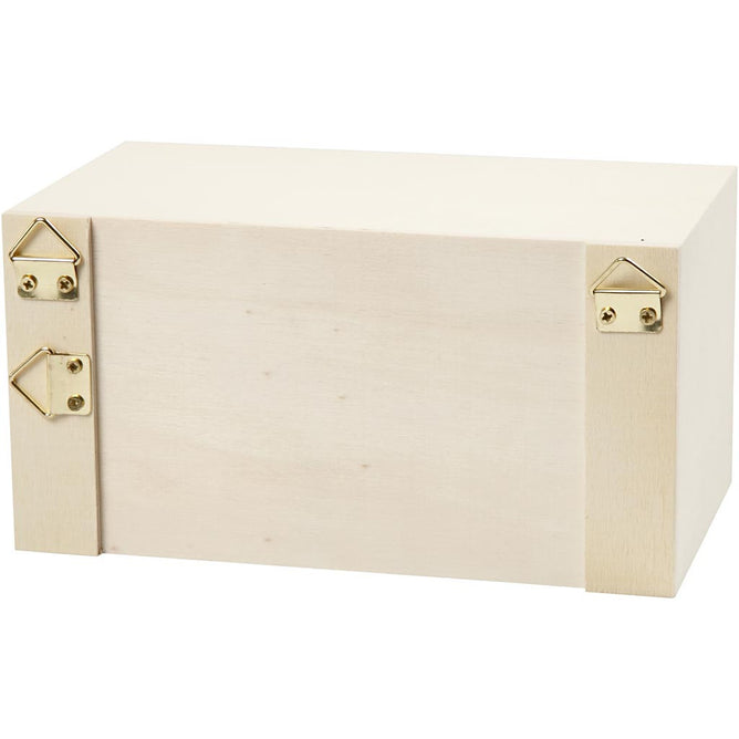 Light Wood Chest With Square Drawers Metal Brackets Home Decorations Crafts 9.2x17.7 cm