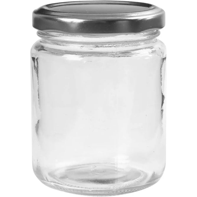 Jam Jars Bottles Glass Transparent Airtight Preserve Silver Lid 100-270ml