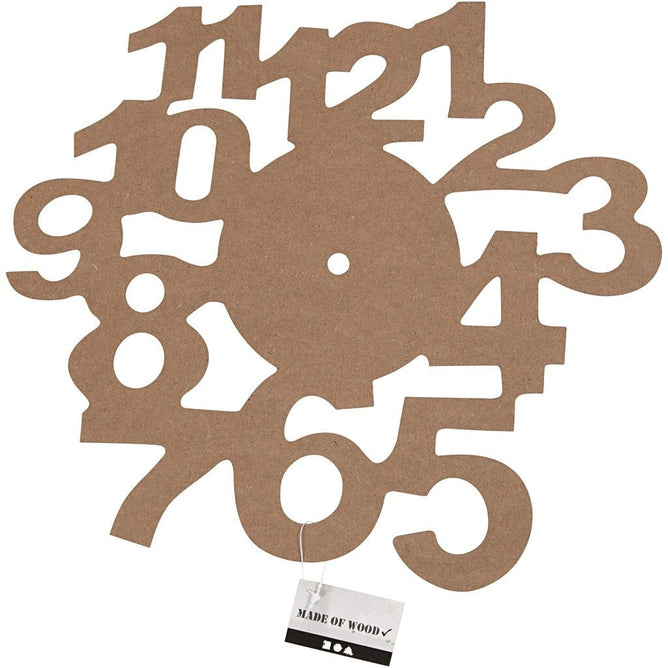 MDF Wooden Clock Face Dial With Numbers Wall Hanging Decoration Crafts D: 30 cm - Hobby & Crafts