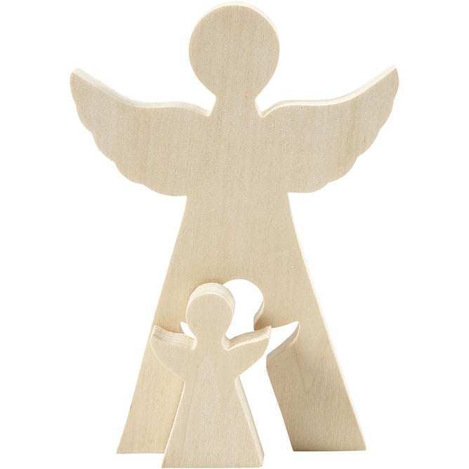 Light Wood Motifs 2-In-1 Decoration Figures Crafts D: 2 cm - Angels