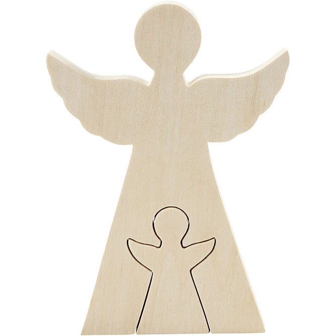 Light Wood Motifs 2-In-1 Decoration Figures Crafts D: 2 cm - Angels