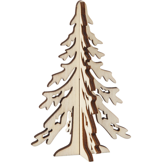 Wooden 3D Christmas Tree With Dark Edges Decoration Crafts H: 12.5 cm W: 8.5 cm