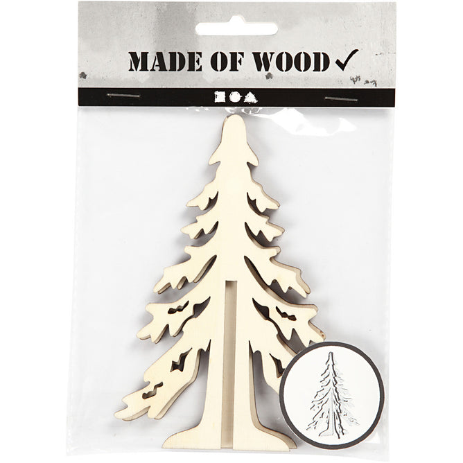 Wooden 3D Christmas Tree With Dark Edges Decoration Crafts H: 12.5 cm W: 8.5 cm