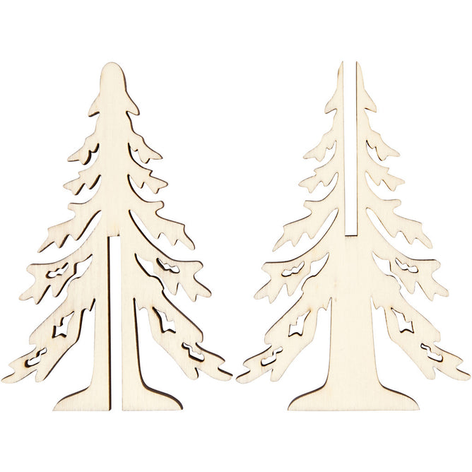 Wooden 3D Christmas Tree With Dark Edges Decoration Crafts H: 12.5 cm W: 8.5 cm