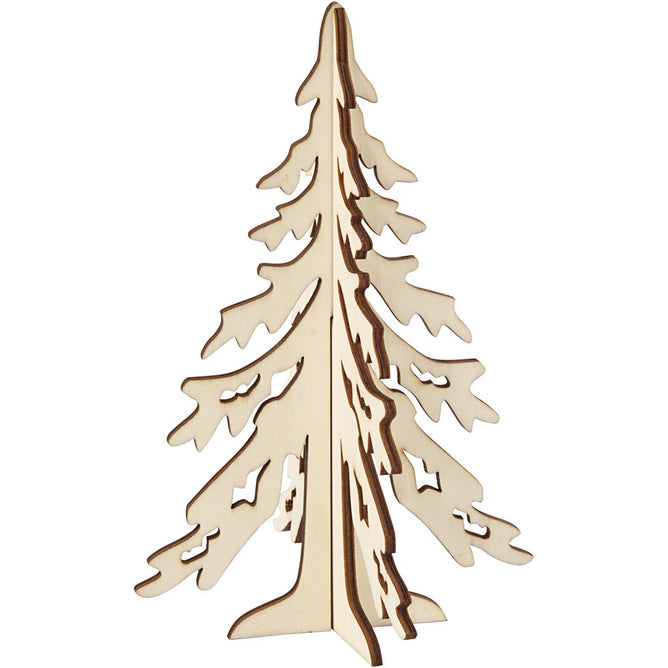 Wooden 3D Christmas Tree With Dark Edges Decoration Crafts H: 20 cm W: 13 cm