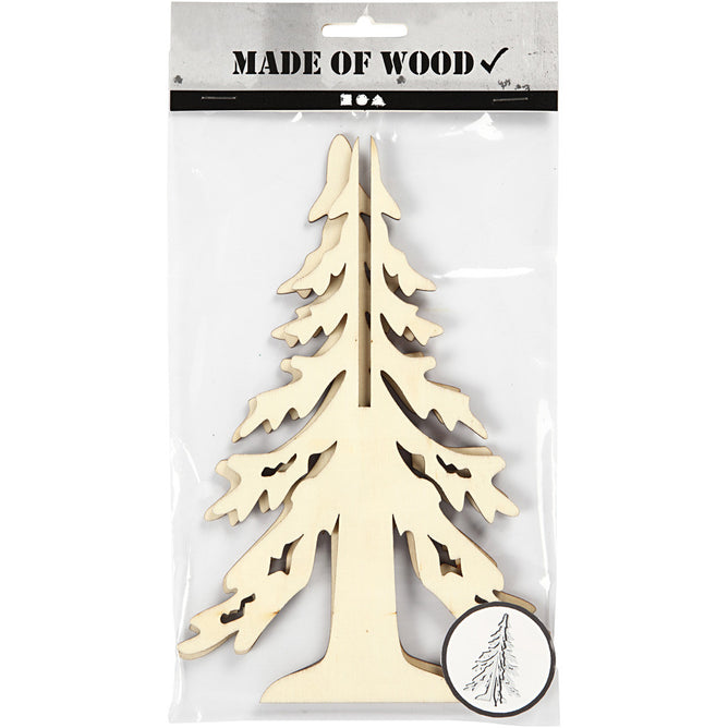 Wooden 3D Christmas Tree With Dark Edges Decoration Crafts H: 20 cm W: 13 cm