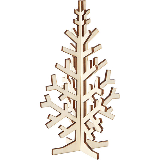 Wooden 3D Christmas Tree With Dark Edges Decoration Crafts H: 20 cm W: 12 cm