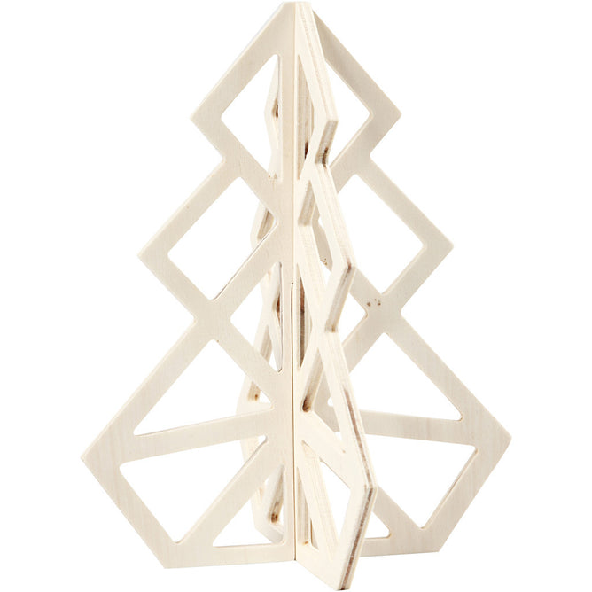 Plywood Geometric Design 3D Christmas Tree Decoration Crafts H: 20 cm W: 16 cm