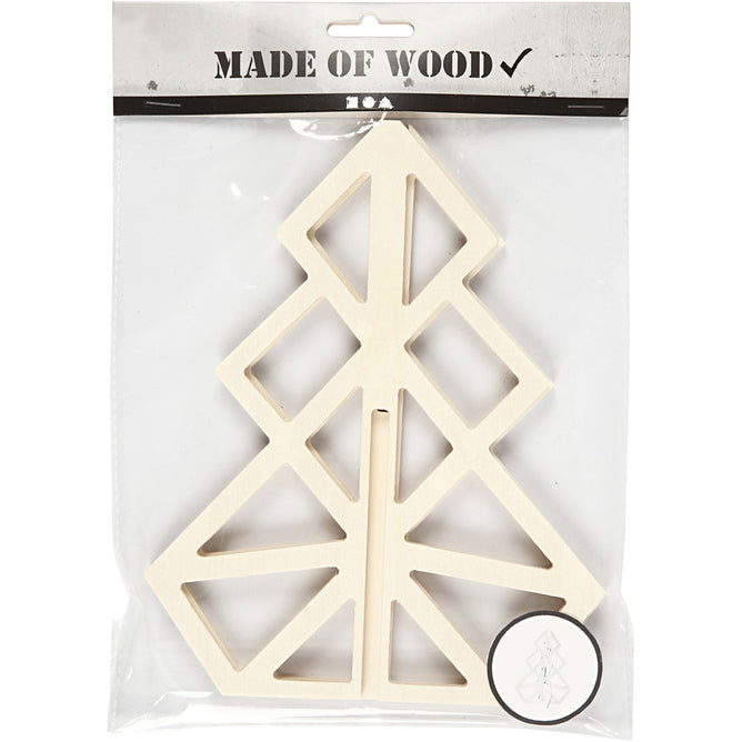 Plywood Geometric Design 3D Christmas Tree Decoration Crafts H: 20 cm W: 16 cm