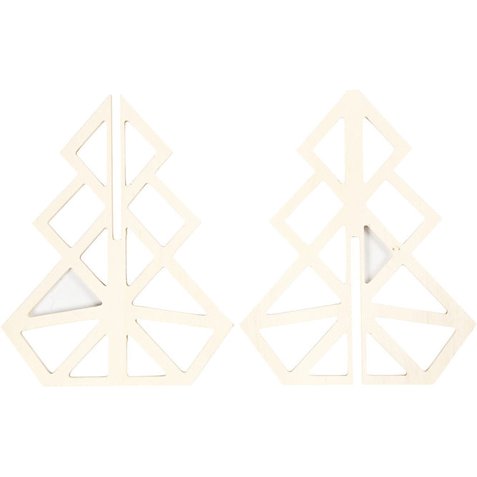 Plywood Geometric Design 3D Christmas Tree Decoration Crafts H: 20 cm W: 16 cm