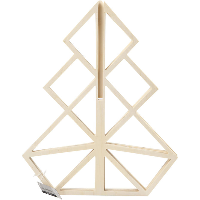 Plywood Geometric Design 3D Christmas Tree Decoration Crafts H: 40 cm W: 32 cm