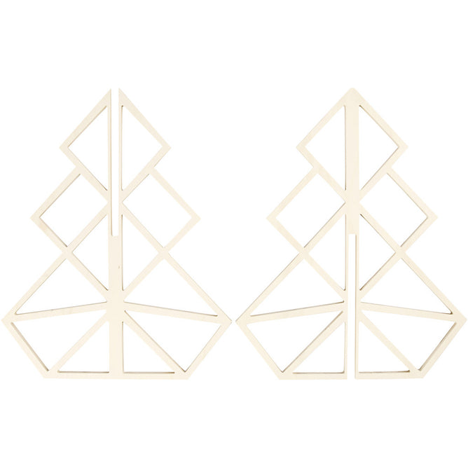 Plywood Geometric Design 3D Christmas Tree Decoration Crafts H: 40 cm W: 32 cm