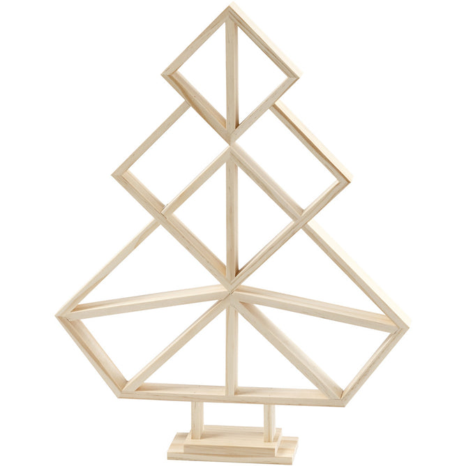 Wooden Geometric Design Christmas Tree Decoration Crafts H: 40 cm W: 31 cm
