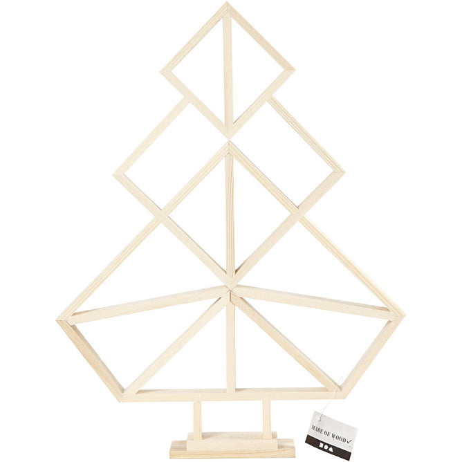 Wooden Geometric Design Christmas Tree Decoration Crafts H: 40 cm W: 31 cm