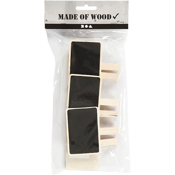6 x Wooden Small Message Blackboard Signs With Clothes Peg Decoration Crafts 6.8x4.7 cm