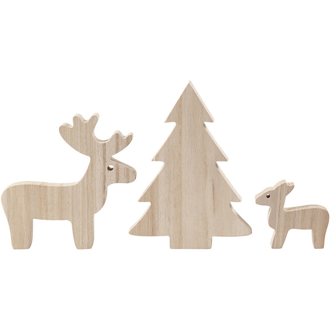 Paulownia Wood Deer Spruce Tree Christmas Decoration Animals Figures Crafts 1.5 cm
