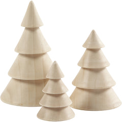 3 x Assorted Size Empress Wood Chritmas Trees Decoration Crafts 5-10 cm