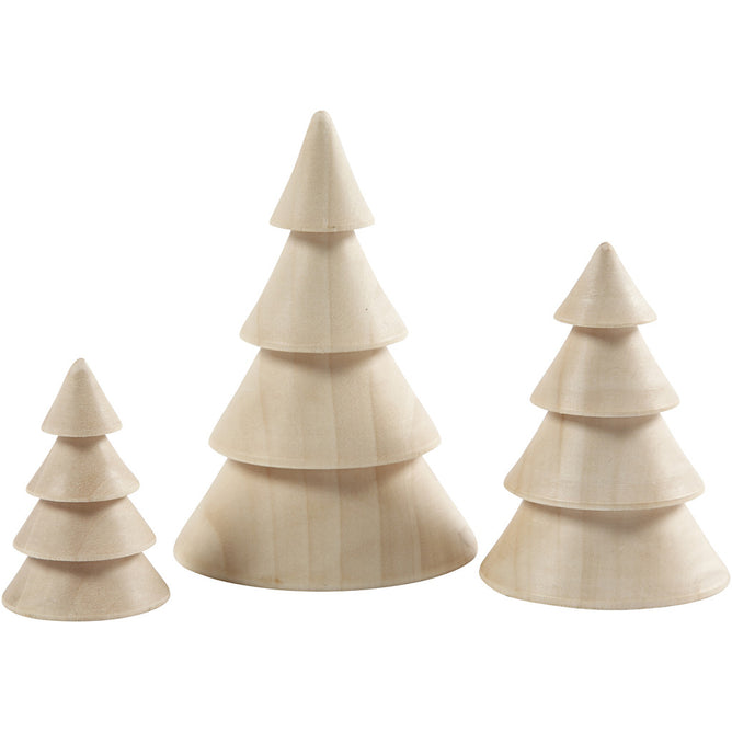 3 x Assorted Size Empress Wood Chritmas Trees Decoration Crafts 5-10 cm