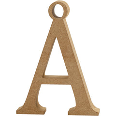 MDF Wood Motif Hanging Decoration Letters Symbols Crafts H: 8 cm T: 1.5 cm - A With Hole
