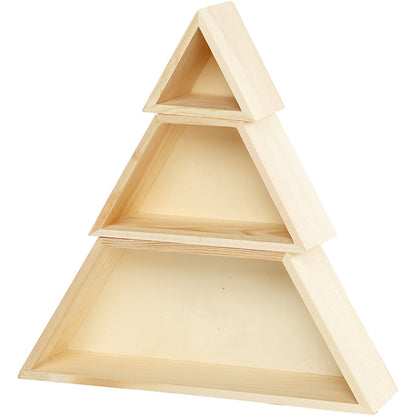 3 x Fyr Wood Christmas Tree Storage Boxes Decoration Crafts